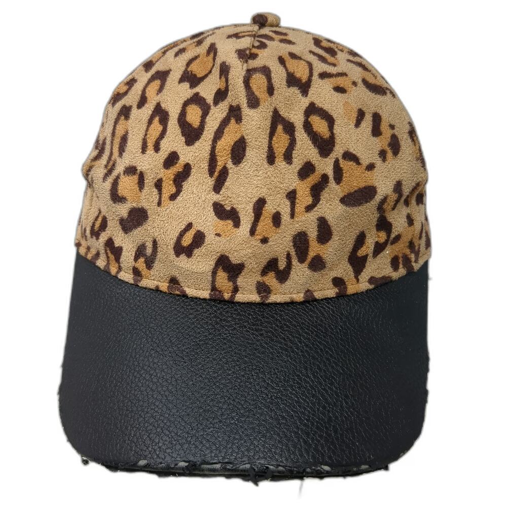 ABG Accessories 5 Panel Brown Black One Size Leopard Print Faux Leather Hat